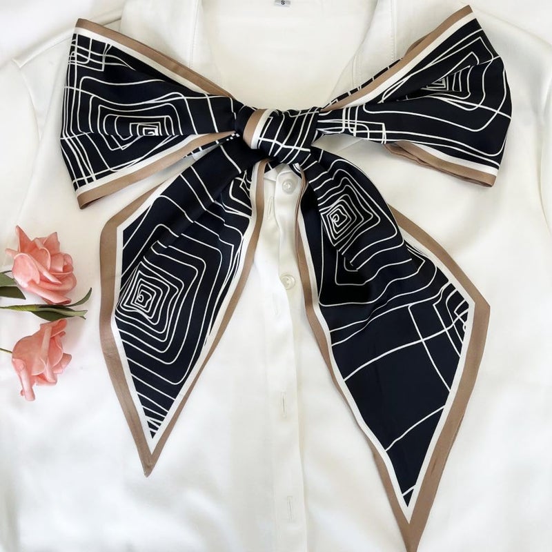 FONYVE Silk Head Scarf for Hair Fashion Headwrap for Women Lightweight Neck Tie - Image 2
